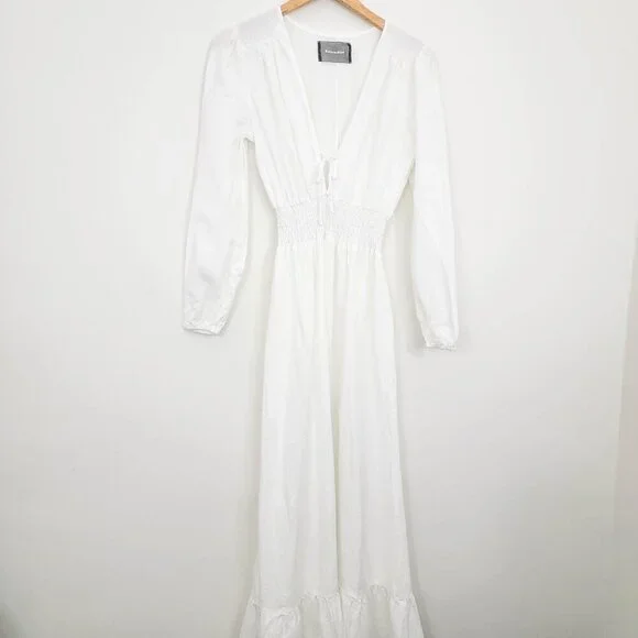 Reformation Chantal Linen Maxi Dress in White Medium